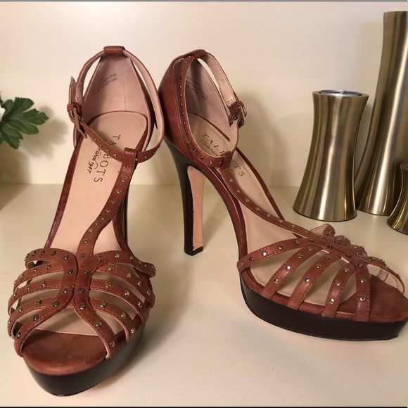 Talbots T Strap Studded High Heel Sandal - Picture 2 of 7